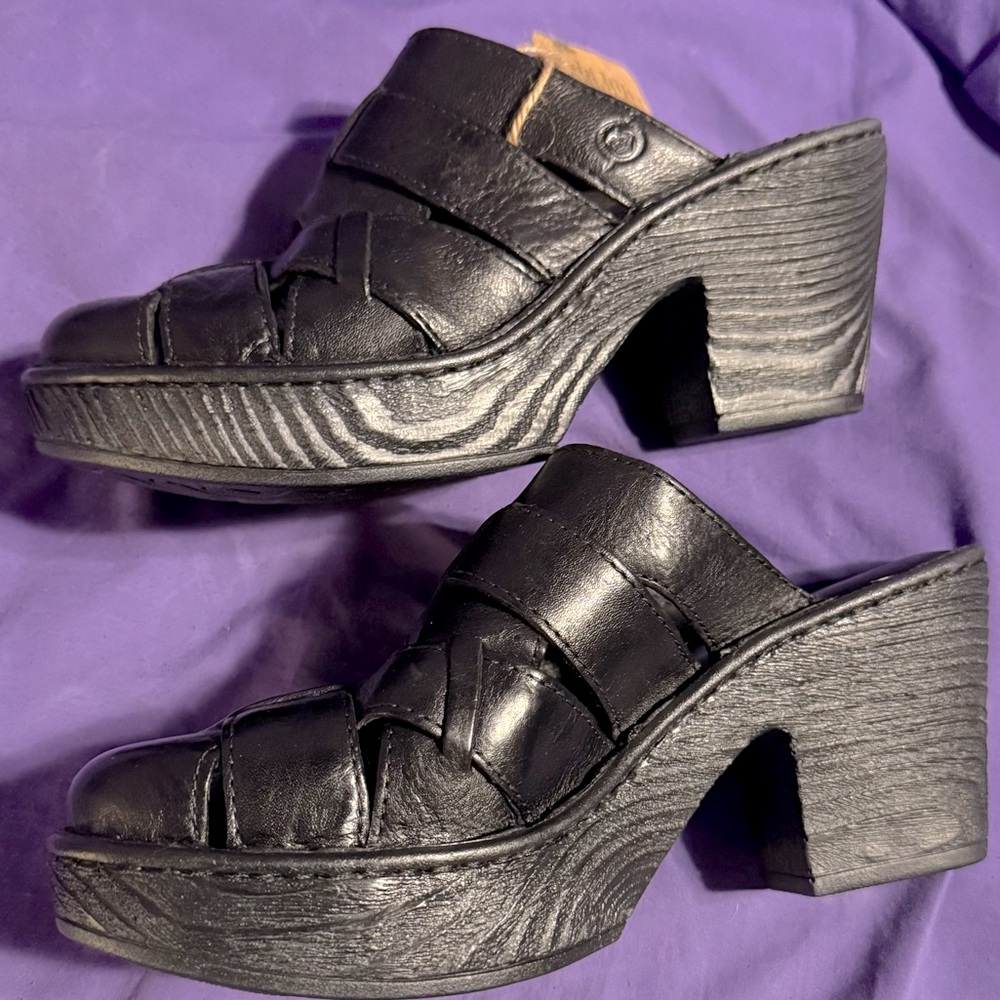 Born Black Pollina Mule Platform Clogs